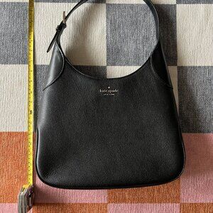 Kate Spade Aster Shoulder Bag Black Pebbled Leather Gold Hardware